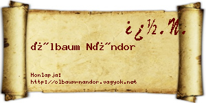 Ölbaum Nándor névjegykártya